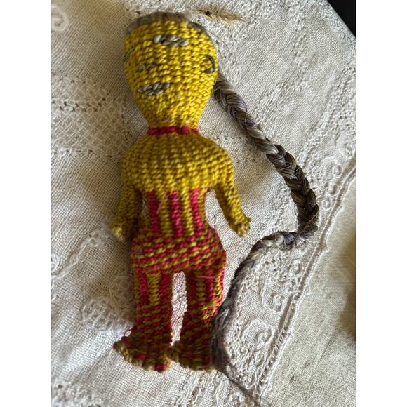 Sisal Primitive tribal doll handmade jute girl natural mini ethnic African 7” - Picture 4 of 15